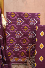 Rangmahal Wine Handblock Unstitched Suit Set with Dupatta – Atharva Jaipur