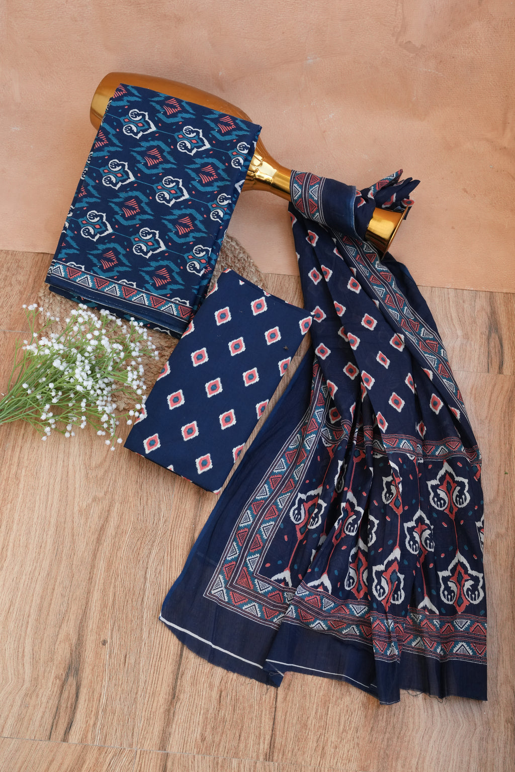 Neelambara Jaipuri Handblock Cotton Unstitched Suit Set with Dupatta – Atharva Jaipur