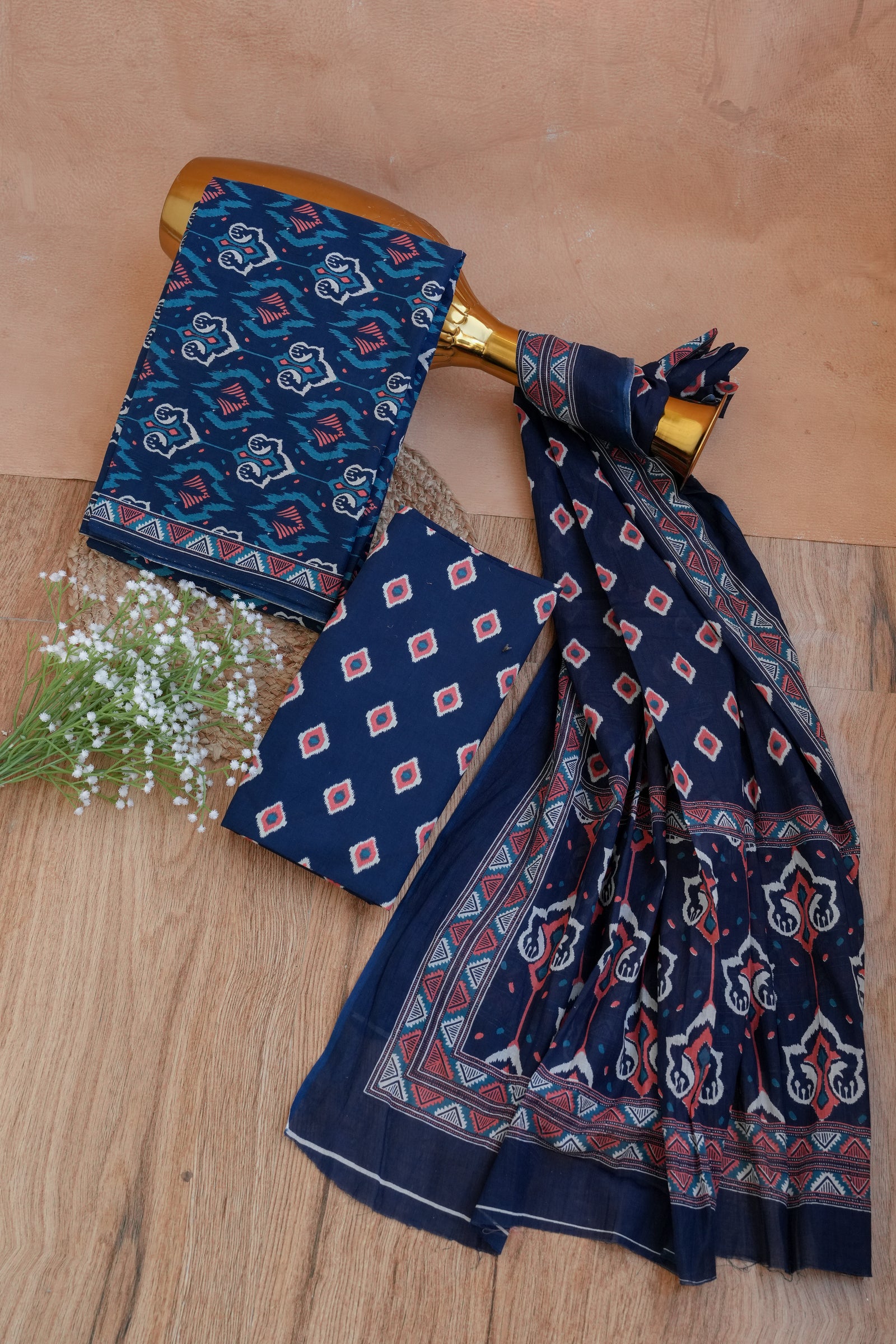 Neelambara Jaipuri Handblock Cotton Unstitched Suit Set with Dupatta – Atharva Jaipur