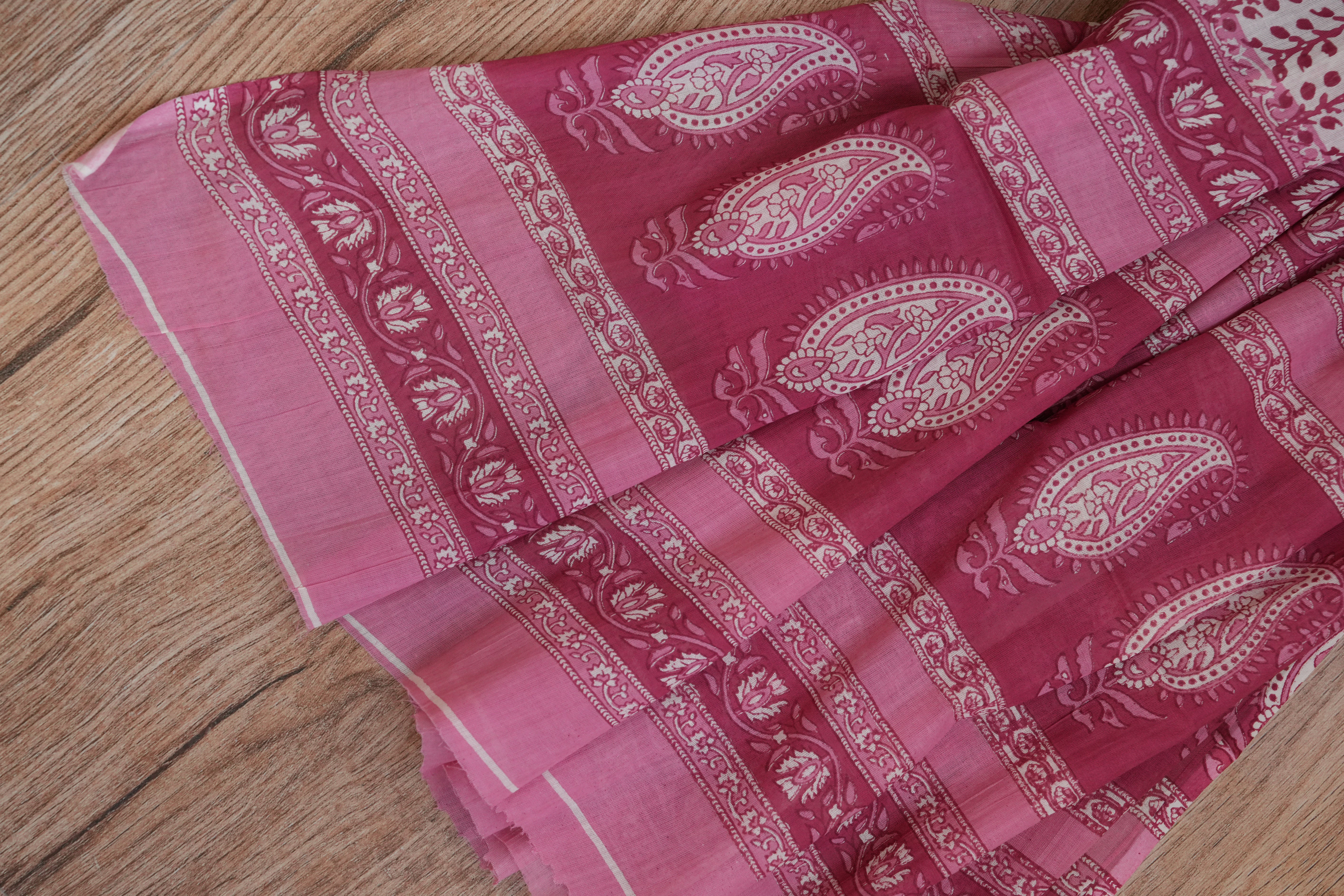 Rangriti Pink Floral Handblock Cotton Unstitched Suit Set with Dupatta – Atharva Jaipur