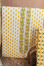 Sunshine Yellow Gotta Patti Handblock Cotton Unstitched Suit Set with Dupatta – Atharva Jaipurx