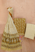 Earthy Brown Floral Handblock Cotton Unstitched Suit Set with Dupatta – Atharva Jaipur