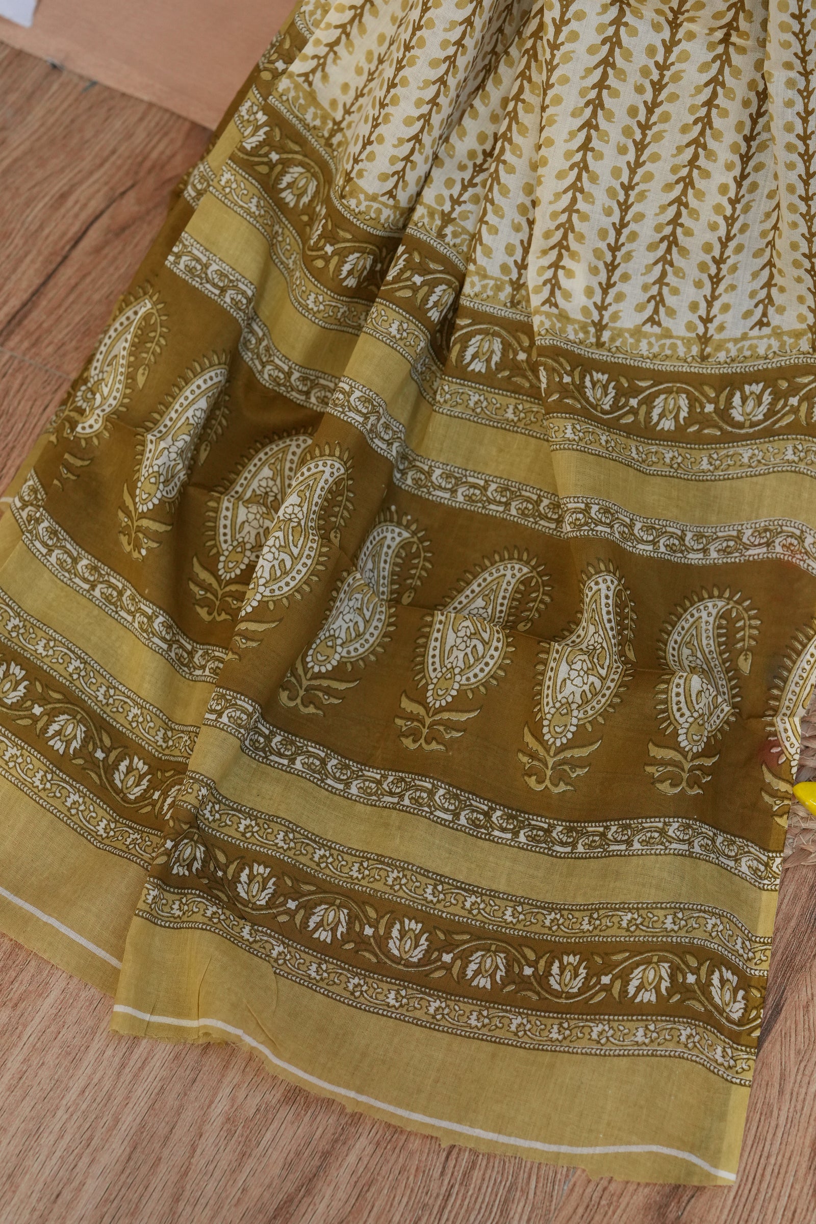 Earthy Brown Floral Handblock Cotton Unstitched Suit Set with Dupatta – Atharva Jaipur