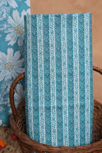 Sky Blue Floral Cotton Unstitched Suit Set with Gotta Patti Work & Dupatta – Atharva Jaipur