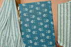 Teal Blue Cotton Unstitched Suit Set with Printed Dupatta – Atharva Jaipur