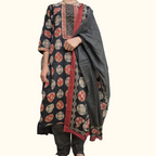 Rust Floral Cotton Straight Kurta Set | DJ30