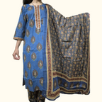 Blue Paisley Straight Cotton Kurta Set | DJ28