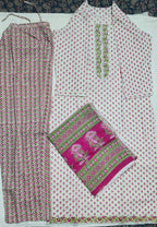 Pink Bud Cotton Straight Kurti Set | DJ11