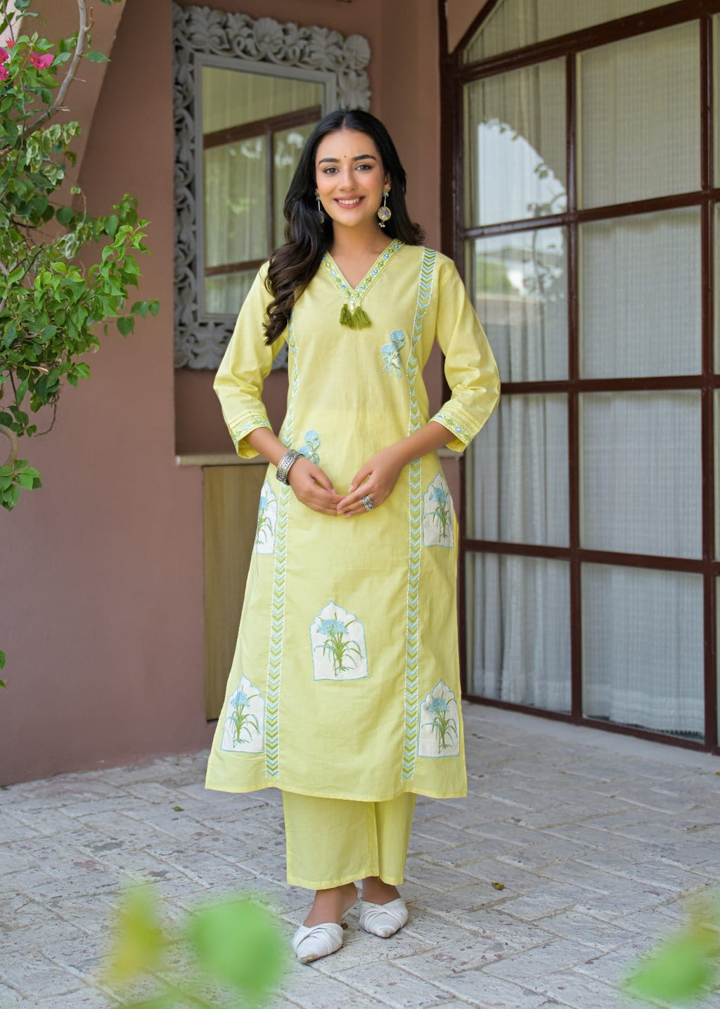 Embroidered Straight Kurta Set with Pant & Dupatta