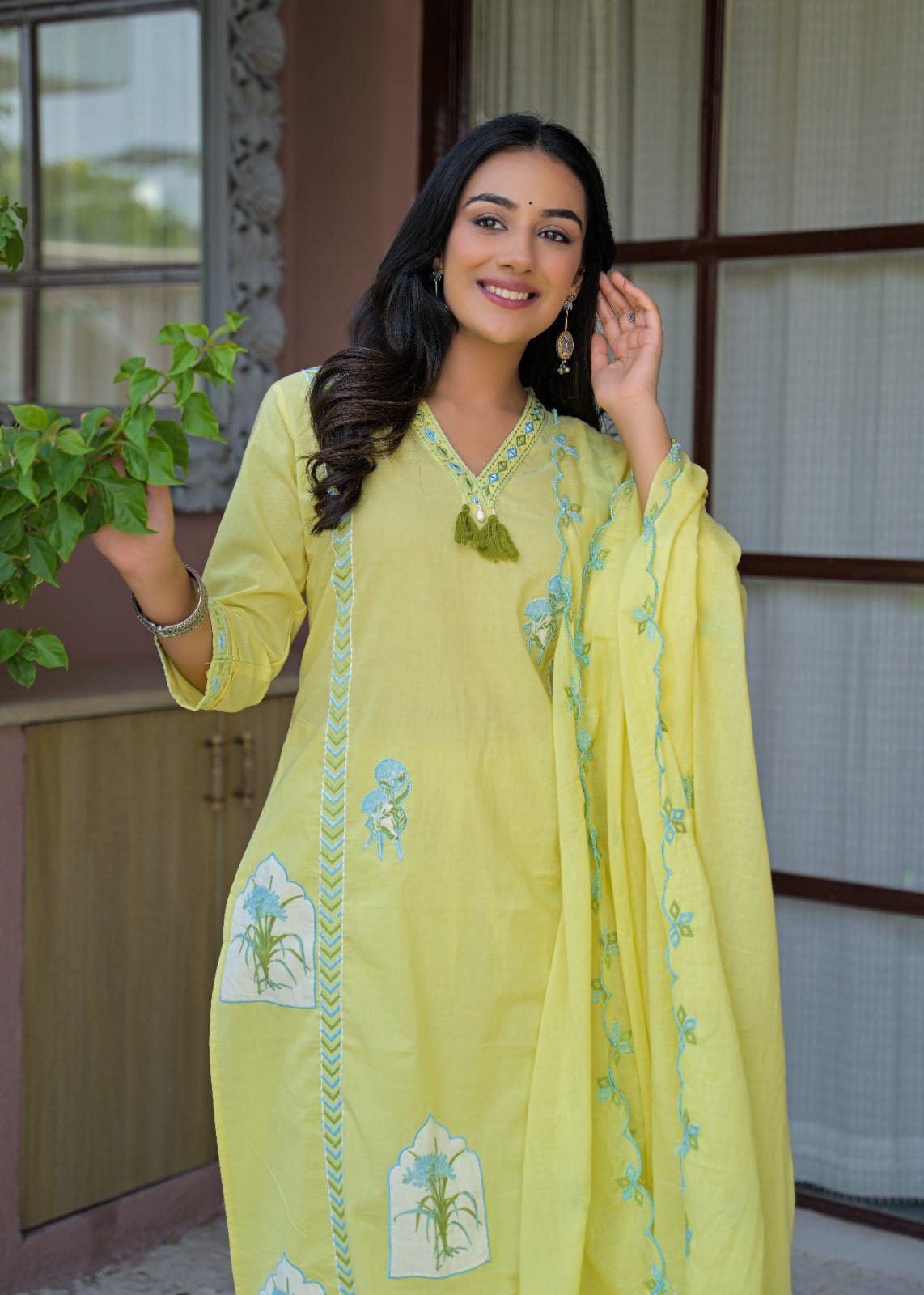 Embroidered Straight Kurta Set with Pant & Dupatta
