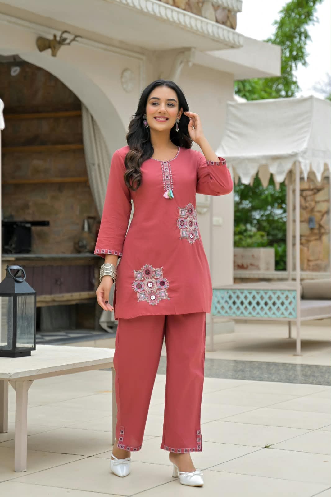 Ivory Embroidered Co-ord Set with Pant