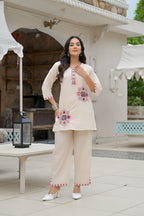 Ivory Embroidered Co-ord Set with Pant