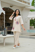 Ivory Embroidered Co-ord Set with Pant