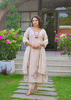 Embroidered Straight Kurta Set with Pant & Dupatta