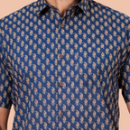 Premium Indigo Blue Ajarakh Print Shirt