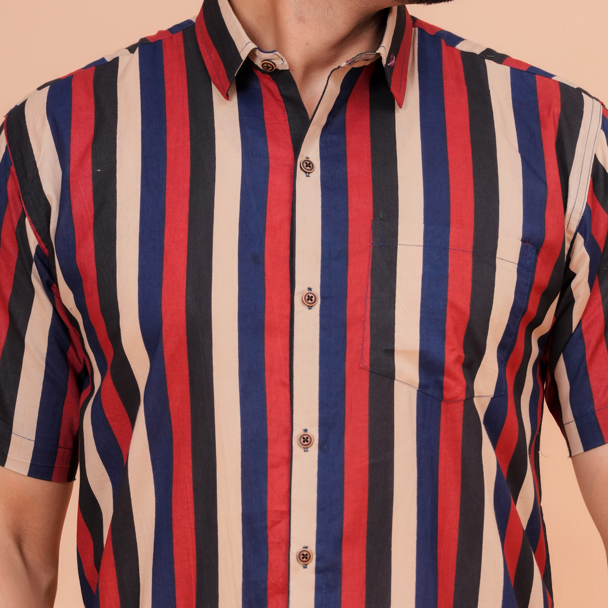 Doriya Jaipur Multi-Color Vertical Stripe Casual Shirt for Men