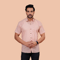 Cream & Pink Floral Buti Pure Cotton Shirt for Men | Dooriya Jaipur