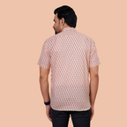 Cream & Pink Floral Buti Pure Cotton Shirt for Men | Dooriya Jaipur